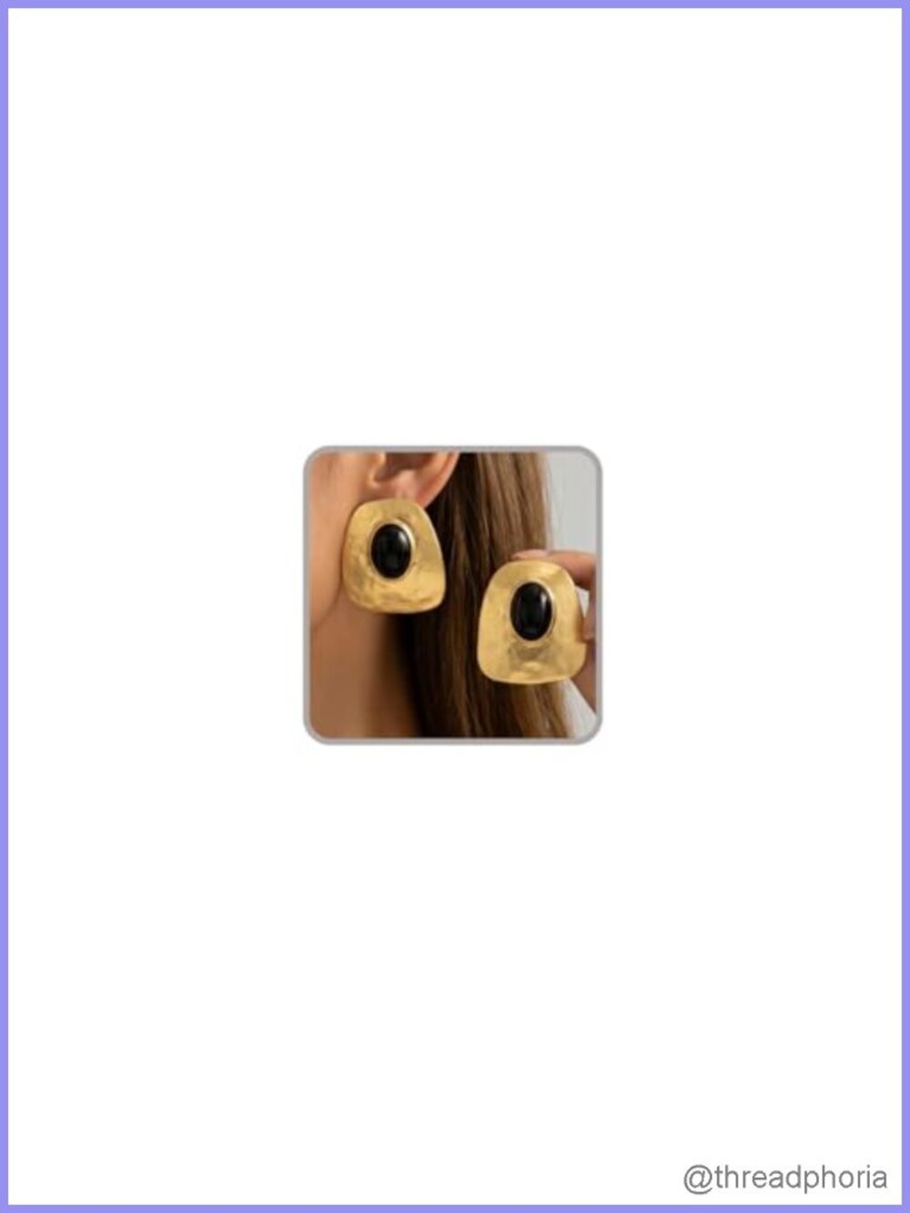 Chunky Gold Statement Earrings for Women, Irregular Square Stud Earrings, Black
